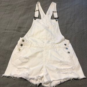 Abercrombie & Fitch Ripped White Shortalls